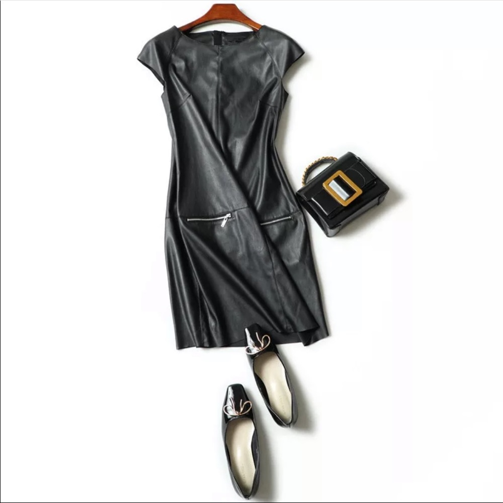 New faux leather dress. Size S